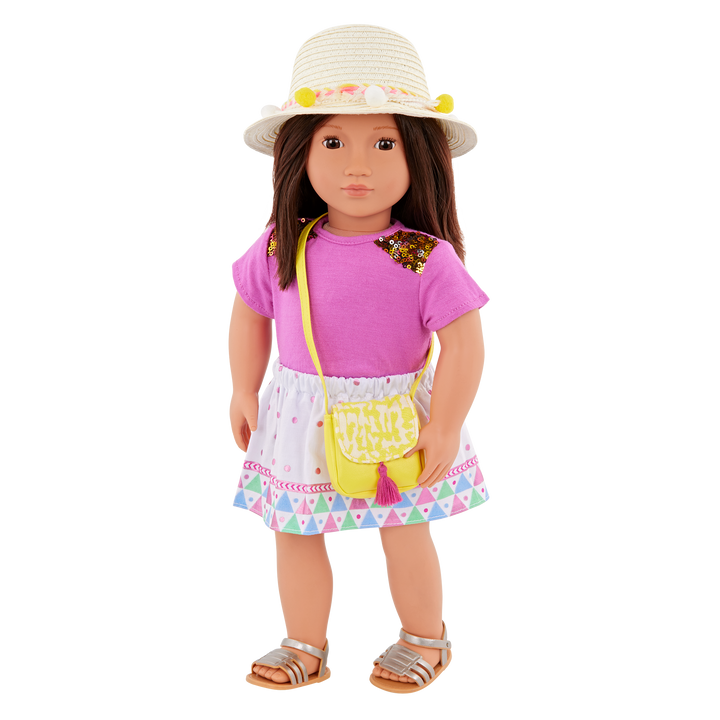Vacation Style - Summer Holiday Outfit for OG Dolls - Top, Skirt, Bag, Summer Hat & Sandals - Our Generation UK