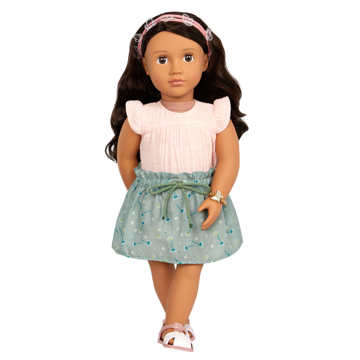 All Aflutter - Outfit for 46cm Dolls - Doll Shirt, Top, Jewellery & Shoes - Doll Clothes - Our Generation