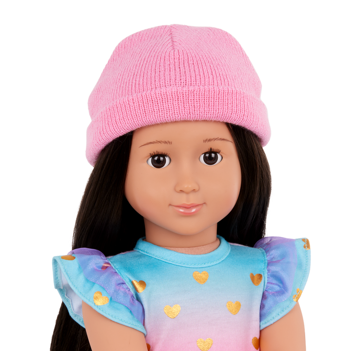 Lovely Hearts - Dress for 46cm Dolls - Pink & Blue Dress with Heart Print - Doll Clothing - Our Generation