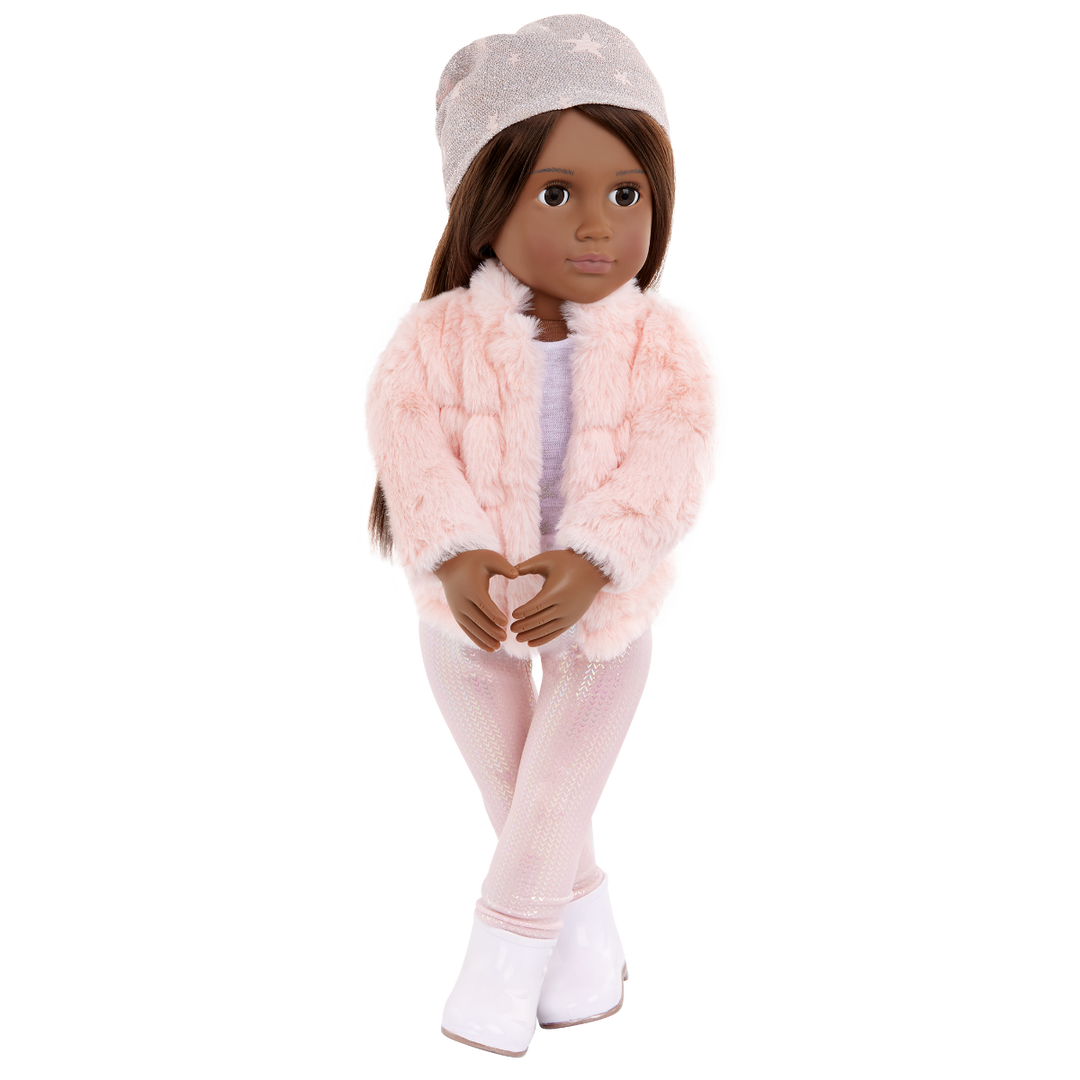 Fancy & Furry - Clothes for Dolls - Winter Outfit for 46cm Dolls - Pink Jacket & Trousers - Our Generation UK
