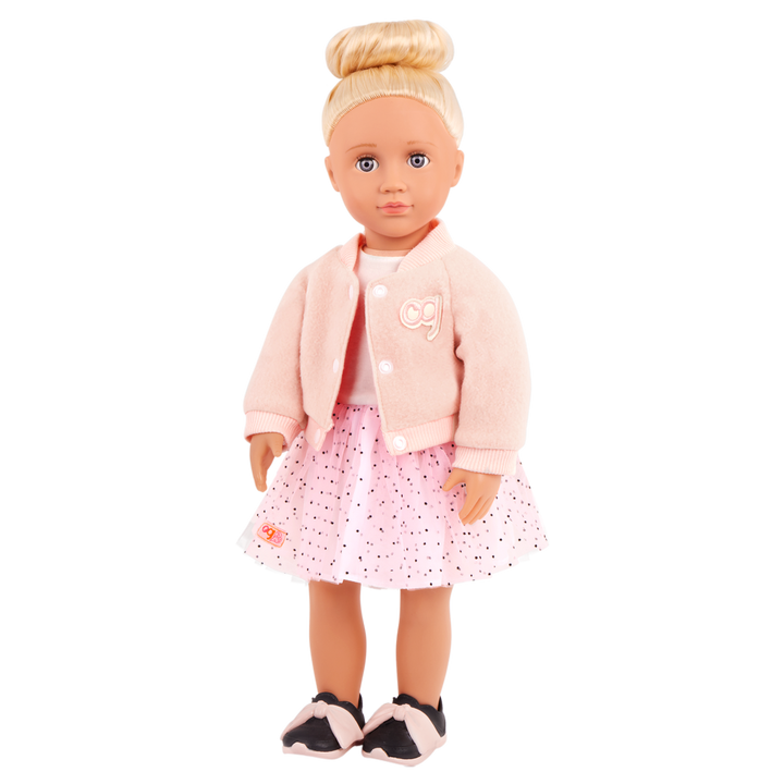 Ballet Academy - Clothes for 46cm Dolls - Pink Dress & Varsity Jacket - Outfits - Our Generation