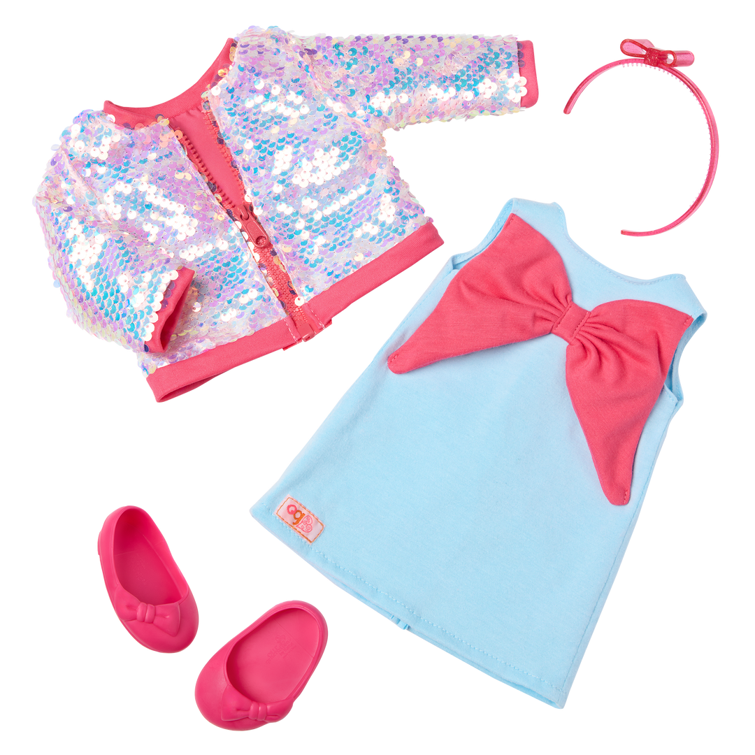 Shine All Day - Doll Clothes - Dress with Bow & Sequin Jacket - Our Generation UK