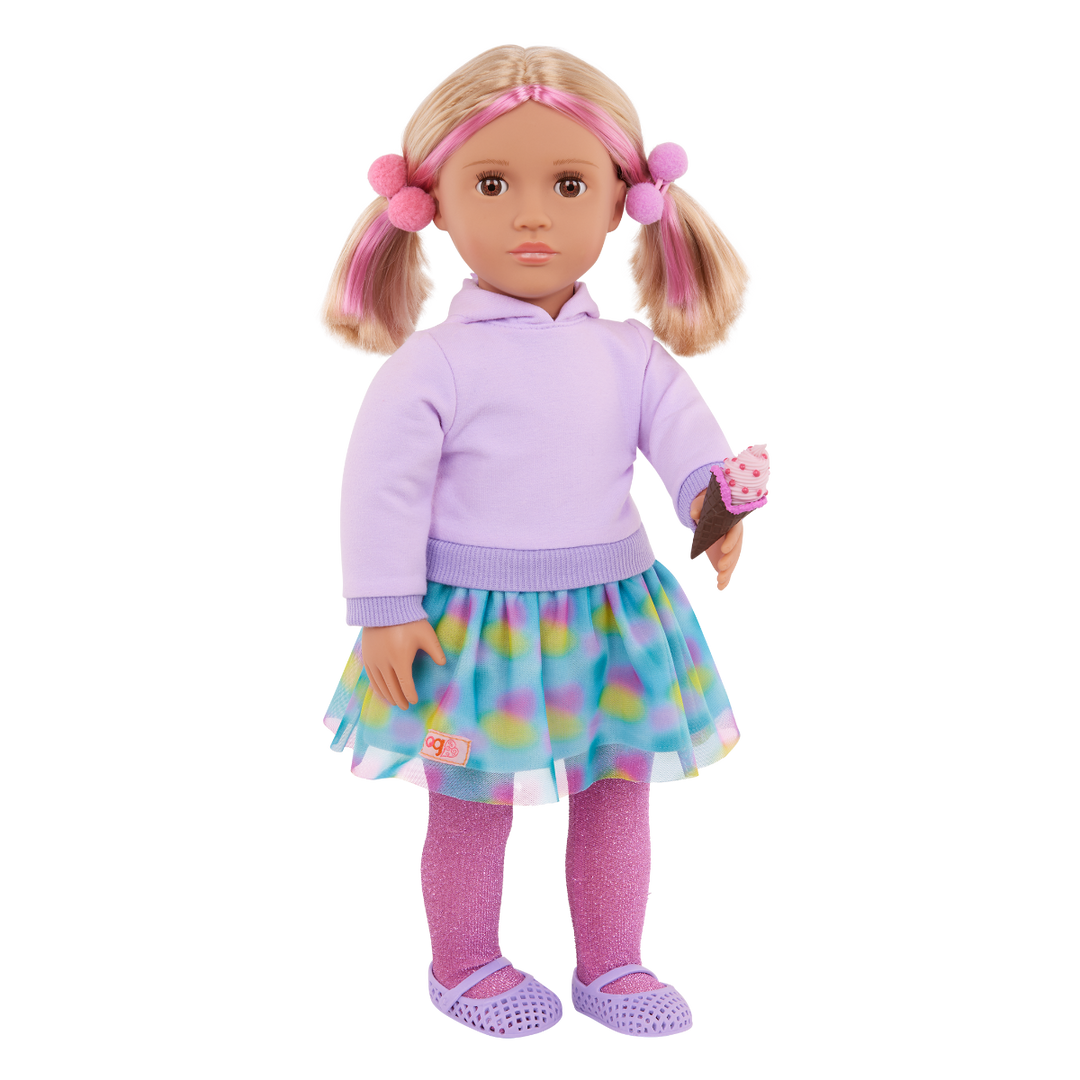 Andy - 46cm Ice Cream Themed Doll - Doll with Blonde Hair with Pink Highlight - Ice Cream Accessories - Toys & Gifts for Kids - Ages 3 Years + - Our Generation UK