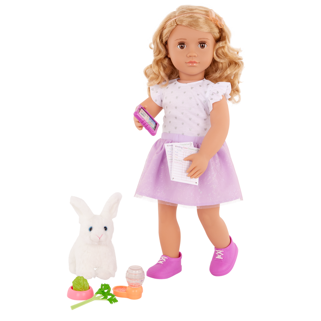 Tabby - OG Doll & Pet Bunny Rabbit - Doll with Blonde Hair & Brown Eyes - Deluxe Doll - Doll with Storybook - Gifts for Kids - Our Generation UK