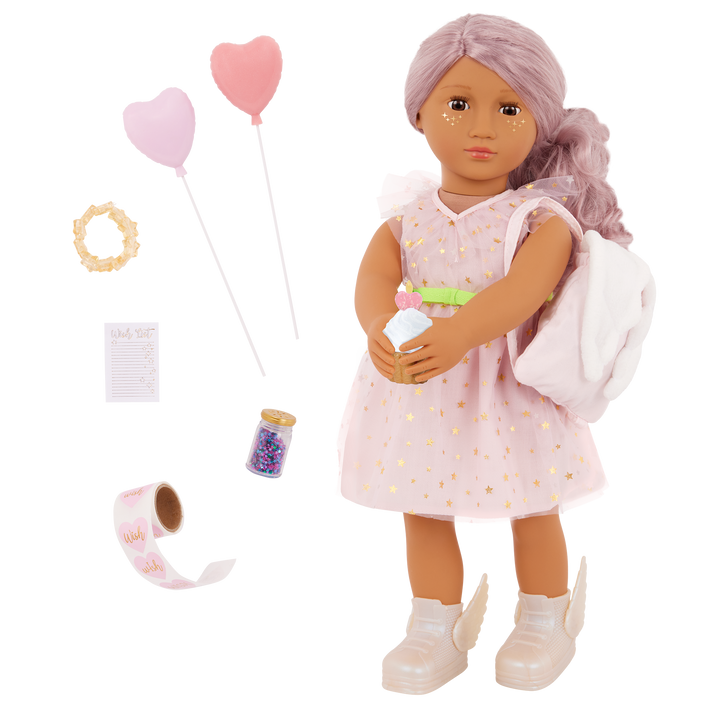 Wishes - Our Generation Birthday Doll - Doll with Party Accessories - OG Doll with Pink Hair & Brown Eyes - Gift Ideas for Kids - Toys for 3 Years + - Our Generation