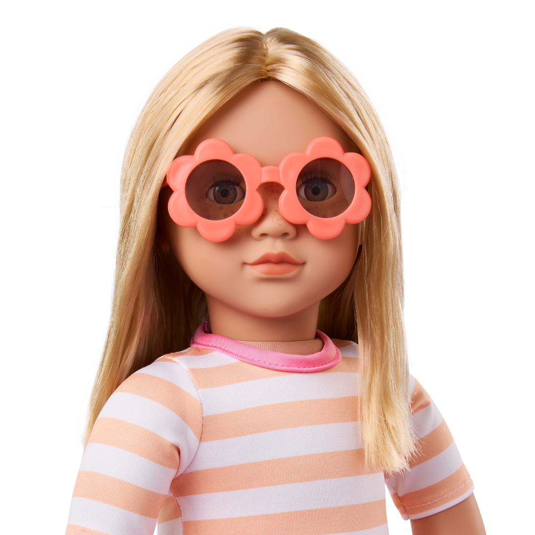 Margot - 46cm Summer Doll - OG Doll with Blonde Hair & Blue Eyes - Holiday Doll with Sunglasses and Pool Float - Toys & Gifts for Kids - Our Generation UK
