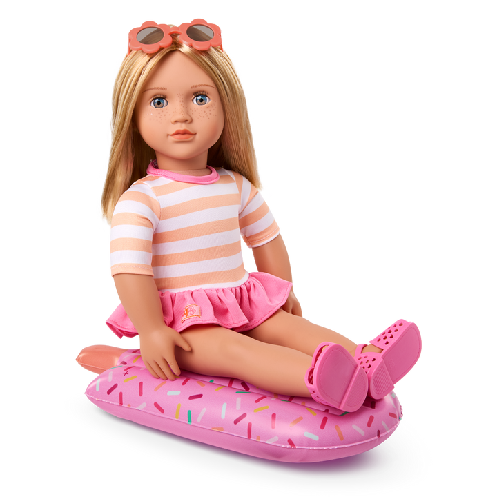 Margot - 46cm Summer Doll - OG Doll with Blonde Hair & Blue Eyes - Holiday Doll with Sunglasses and Pool Float - Toys & Gifts for Kids - Our Generation UK