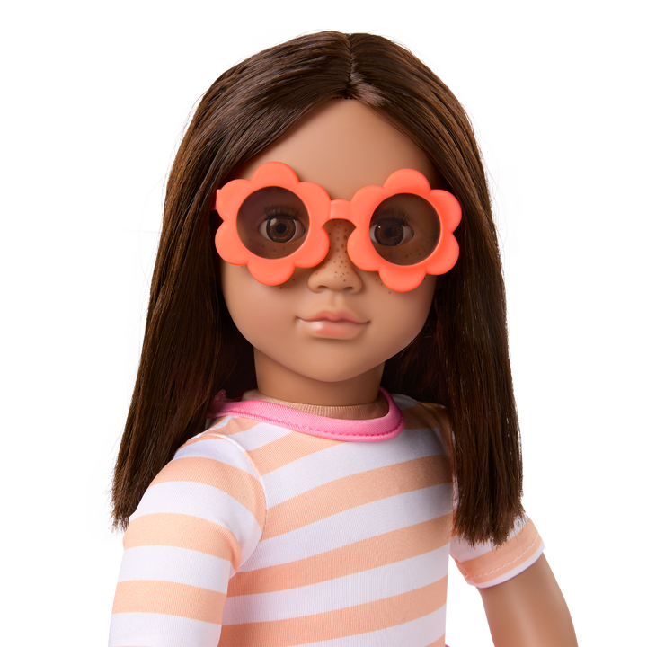 Helena - 46cm Holiday Doll - OG Doll with Brown Hair & Eyes - Swimming Costumer, Pool Float & Sunglasses - Toys & Gifts for Kids - Our Generation