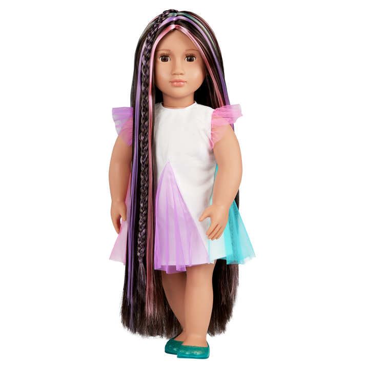 Tina - 46cm Doll with Long Hair & Highlights - OG Hairgrow Doll - Toys & Gifts for Kids - Our Generation UK