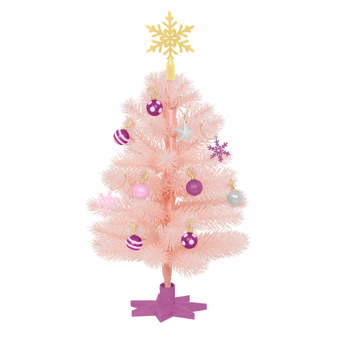 Snowflakes & Sparkles Christmas Tree  - Pink Christmas Tree & Decorations for Dolls - Doll Accessories - Our Generation UK