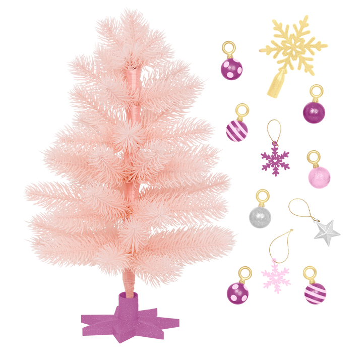 Snowflakes & Sparkles Christmas Tree  - Pink Christmas Tree & Decorations for Dolls - Doll Accessories - Our Generation UK