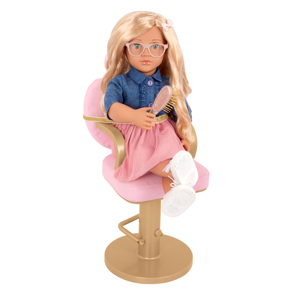 Sweet Styles - Heart Shaped Salon Chair for 46cm Dolls - Hair-Styling Doll Accessories - Pink Chair - Our Generation