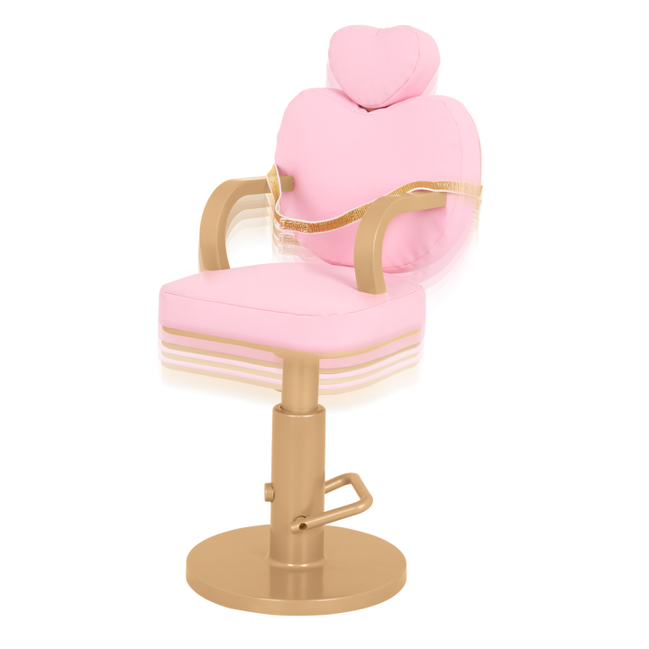 Sweet Styles - Heart Shaped Salon Chair for 46cm Dolls - Hair-Styling Doll Accessories - Pink Chair - Our Generation