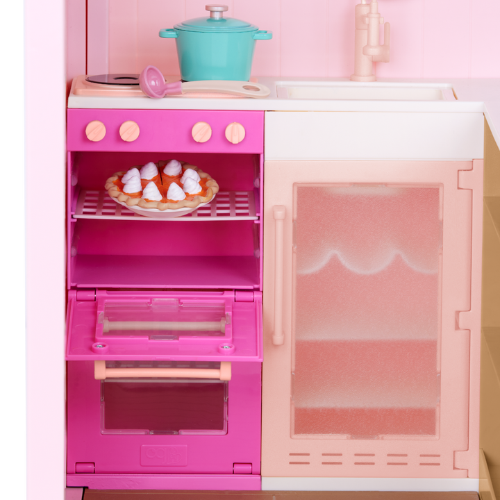 Country Home - Country House Playset for 46cm Dolls - Playset with Realistic Sounds -Dollhouse Playset - Playset with Kitchen Accessories & Table - Our Generation UK
