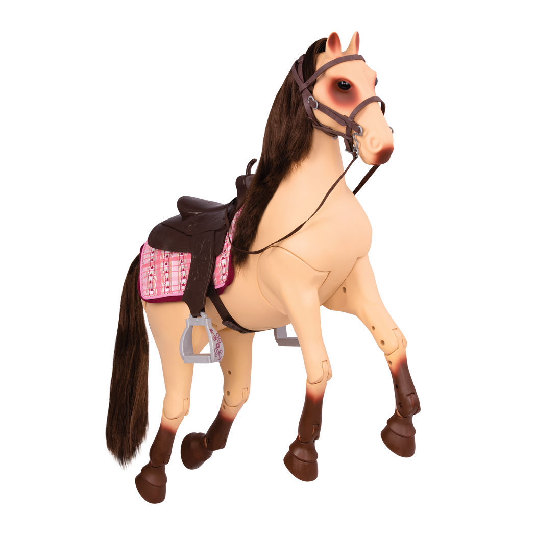 Morgan Horse - 50cm Poseable OG Horse - Horse with Brown Hair & Grooming Accessories - Equestrian Accessory - Our Generation