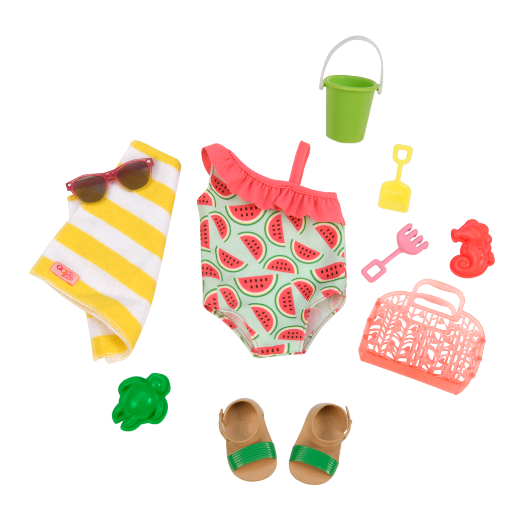 Slice of Fun - Swimming Costume & Beach Accessories for 46cm Dolls - Doll Clothes - Our Generation UK