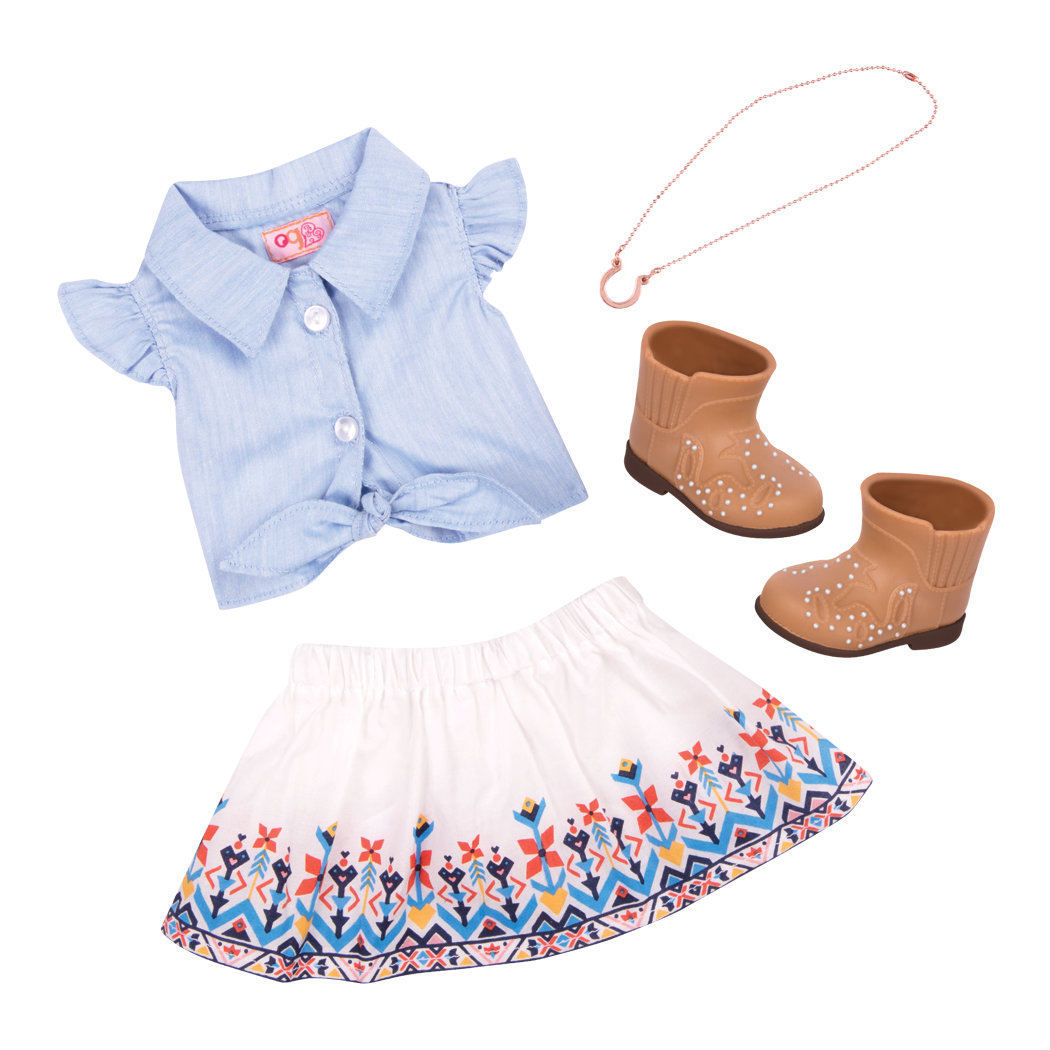 My Lucky Horseshoe - Western Outfit for 46cm Dolls - Top & Skirt - Doll Clothing - Our Generation UK