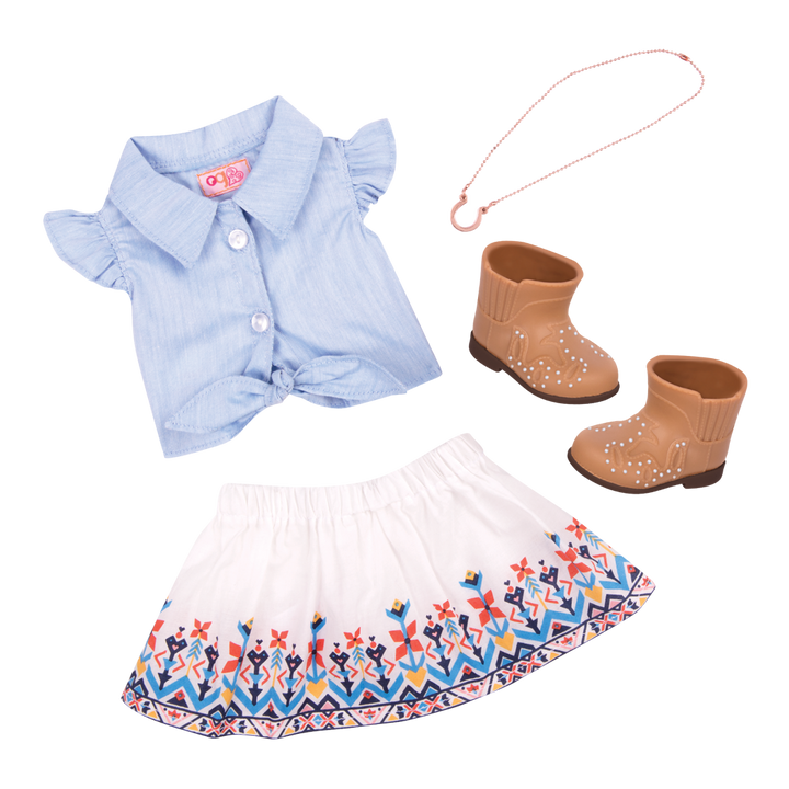 My Lucky Horseshoe - Western Outfit for 46cm Dolls - Top & Skirt - Doll Clothing - Our Generation UK
