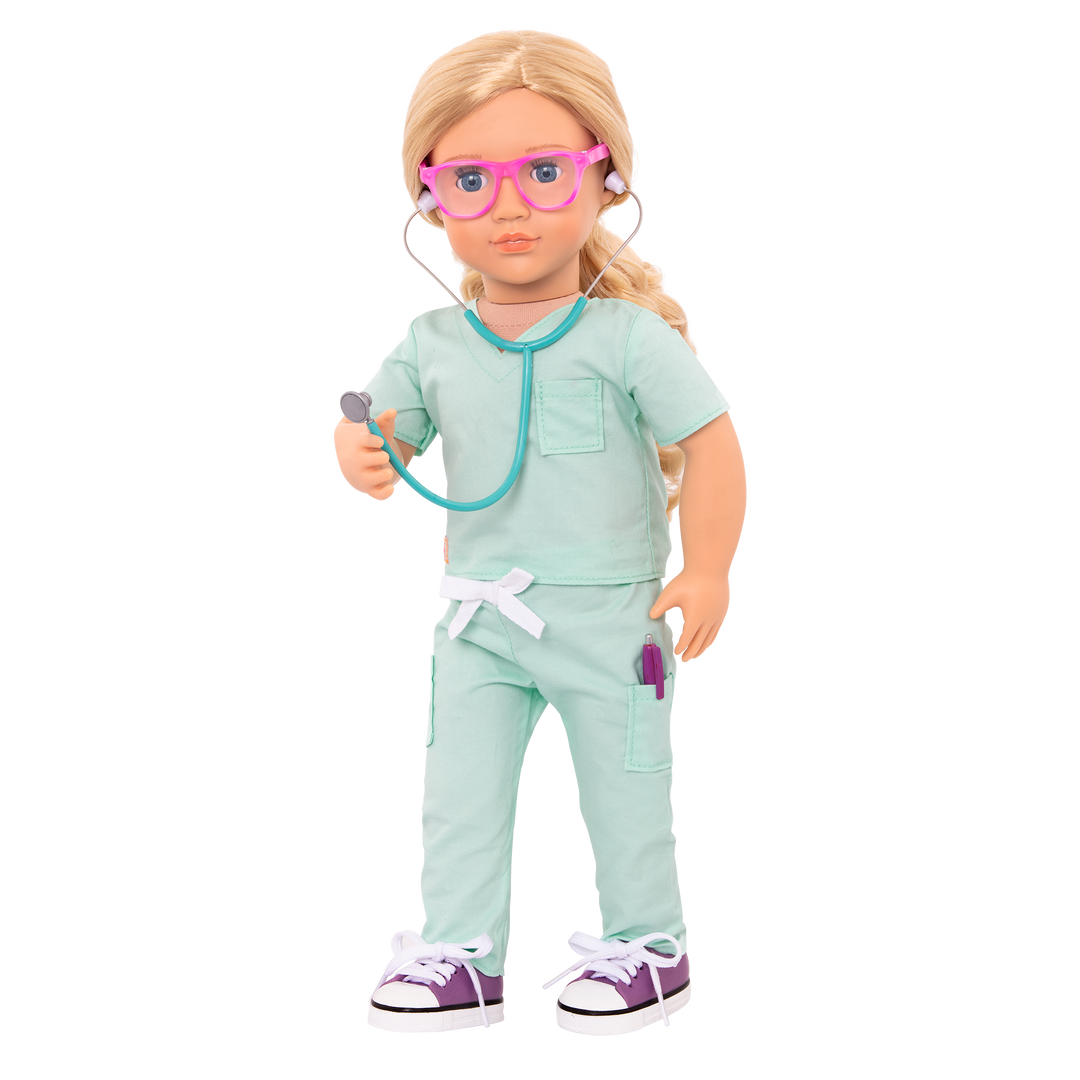 Surgeon scrubs and accessories for 18-inch doll