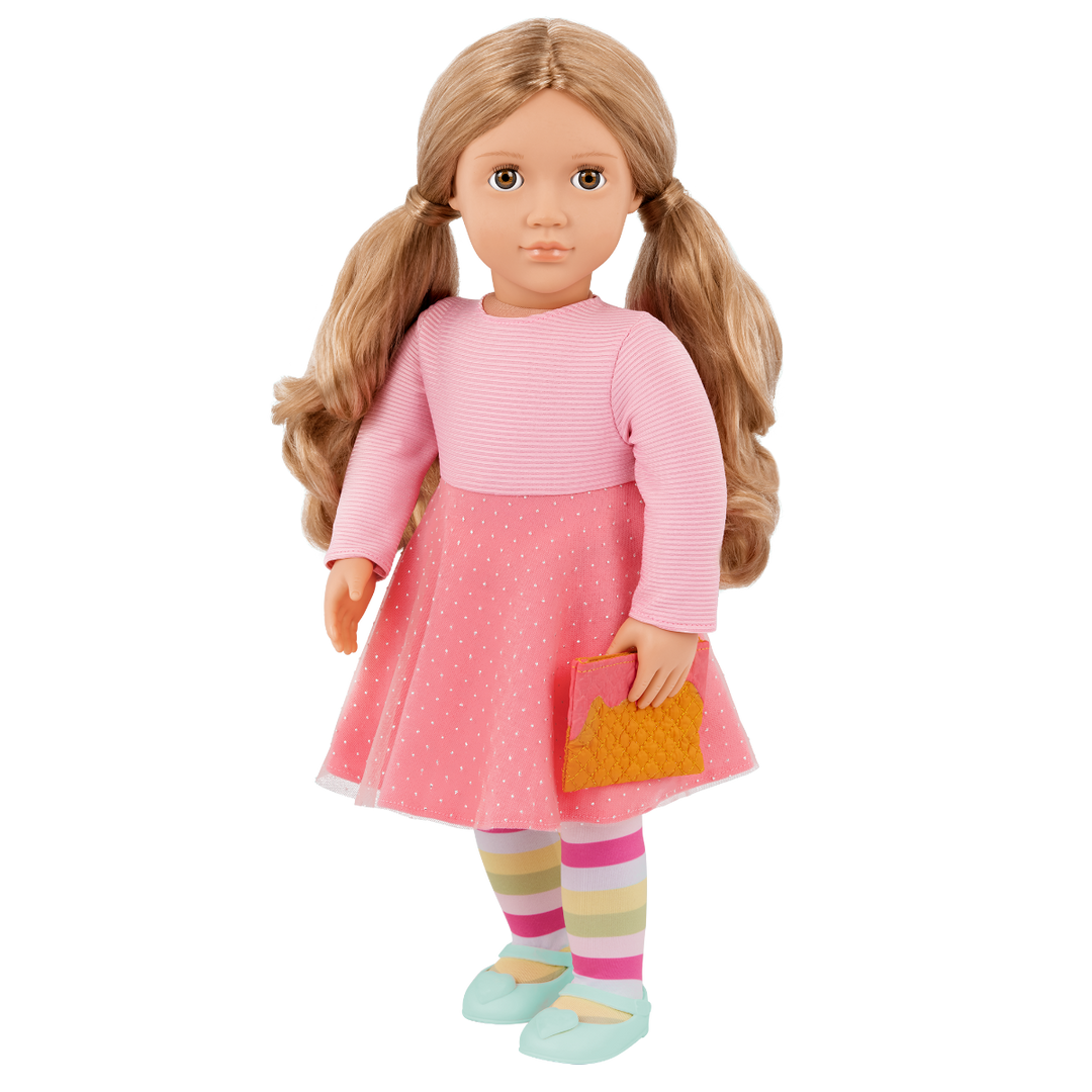 Perfectly Sweet- 46cm Colourful Outfit for OG Dolls - Pink Dress, Multi-coloured tights - Clothes for Dolls - Our Generation UK