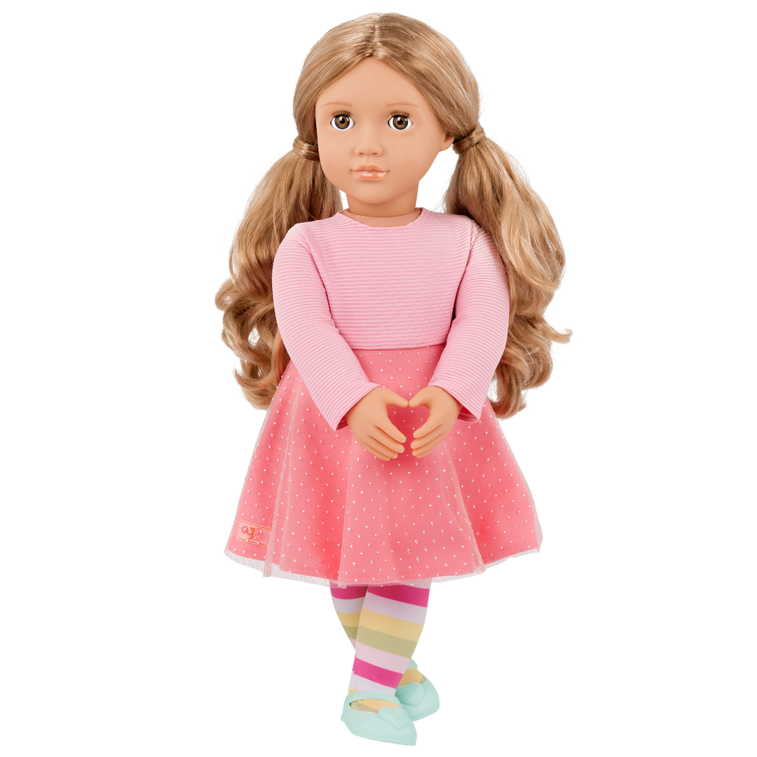 Perfectly Sweet- 46cm Colourful Outfit for OG Dolls - Pink Dress, Multi-coloured tights - Clothes for Dolls - Our Generation UK