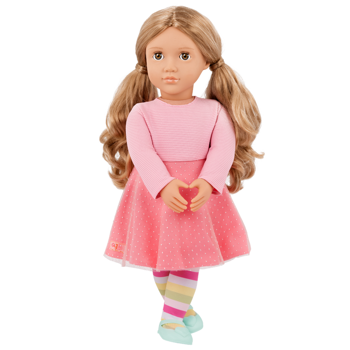 Perfectly Sweet- 46cm Colourful Outfit for OG Dolls - Pink Dress, Multi-coloured tights - Clothes for Dolls - Our Generation UK