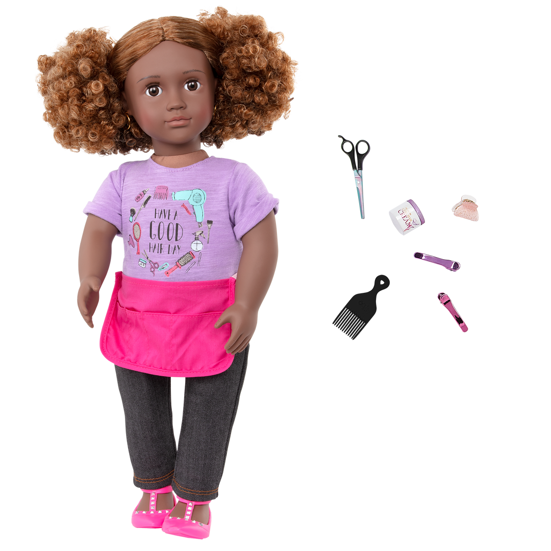 Ashanti - Hairdresser Doll - 46cm Doll with Brown Hair & Brown Eyes - Hair-Styling Accessories - Gifts for Children - Our Generation UK