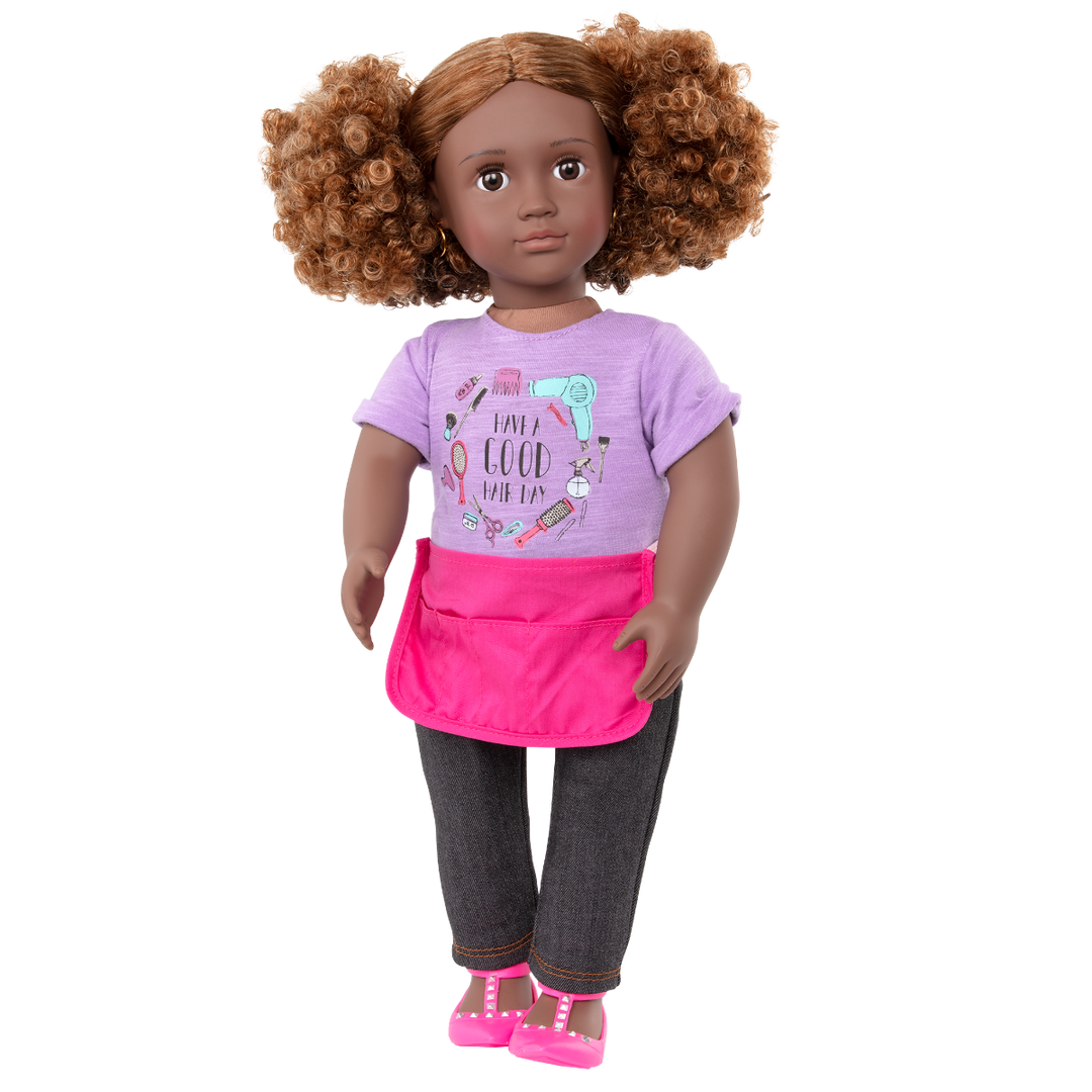 Ashanti - Hairdresser Doll - 46cm Doll with Brown Hair & Brown Eyes - Hair-Styling Accessories - Gifts for Children - Our Generation UKi