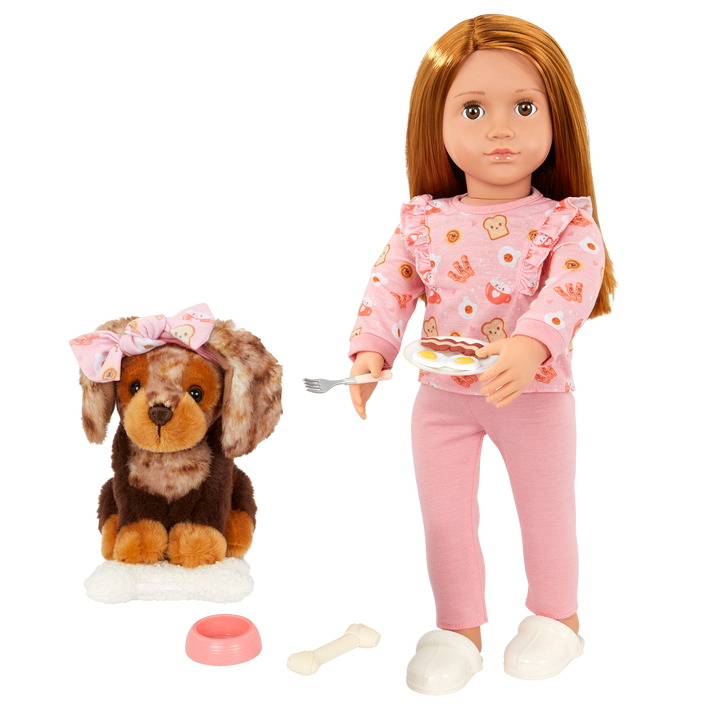 Claudia & Cinnamon - 46cm OG Doll & Pet Puppy - OG Doll with Red Hair & Hazel Eyes - 15cm Puppy with Brown Fur - Toys & Gifts for Kids - Our Generation