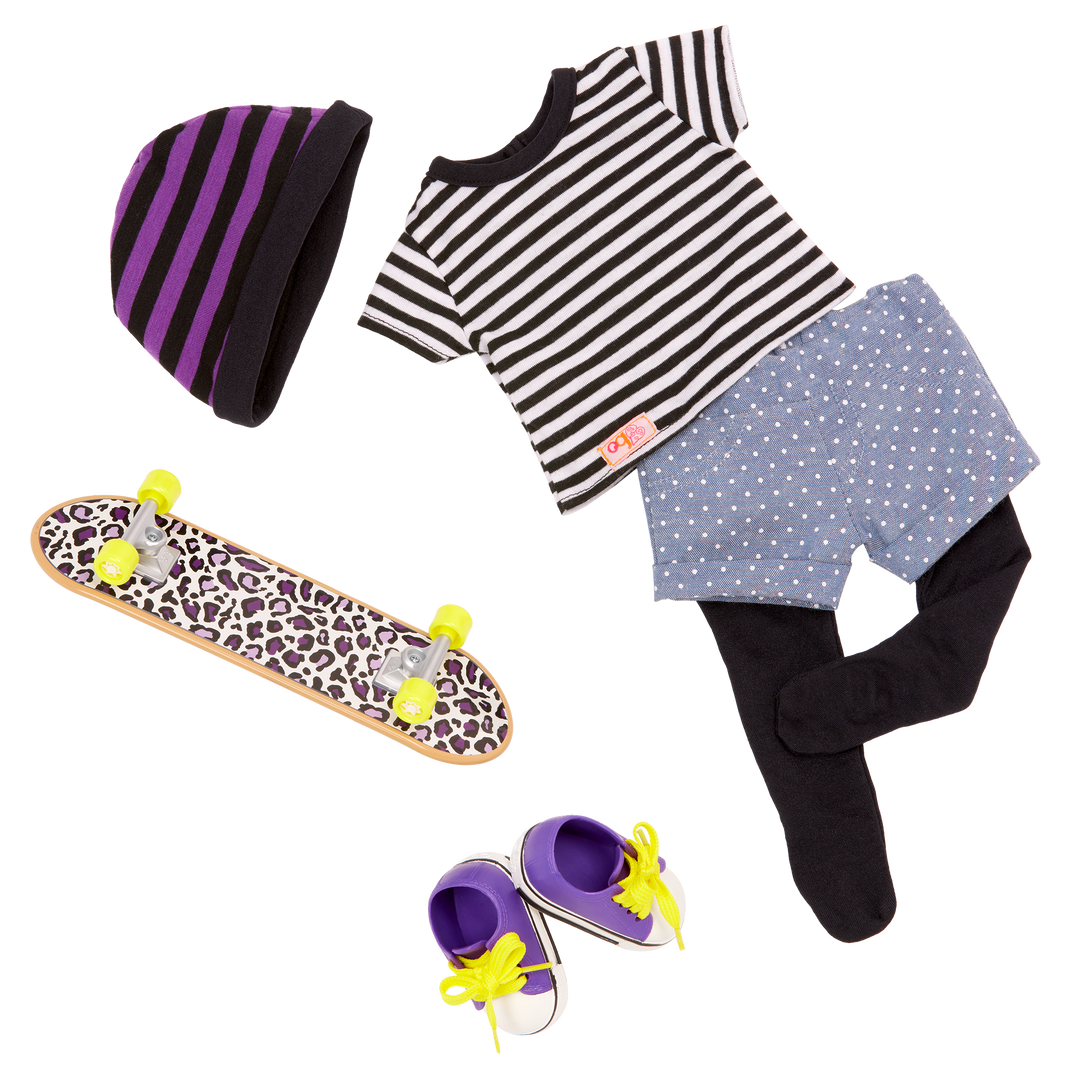 That's How I Roll - 46cm Doll Clothing - Top, Bottom & Skateboard - Our Generation