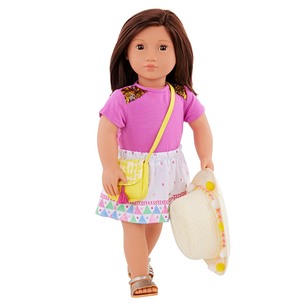 Vacation Style - Summer Holiday Outfit for OG Dolls - Top, Skirt, Bag, Summer Hat & Sandals - Our Generation UK