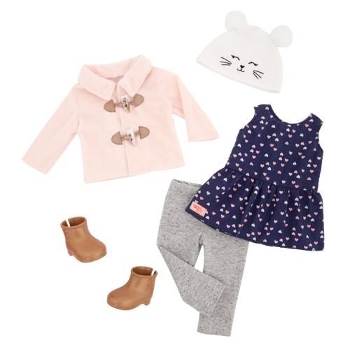 Cheerfully Chilly - 46cm Winter Outfit for Dolls - Top, Bottoms & Coat - Our Generation