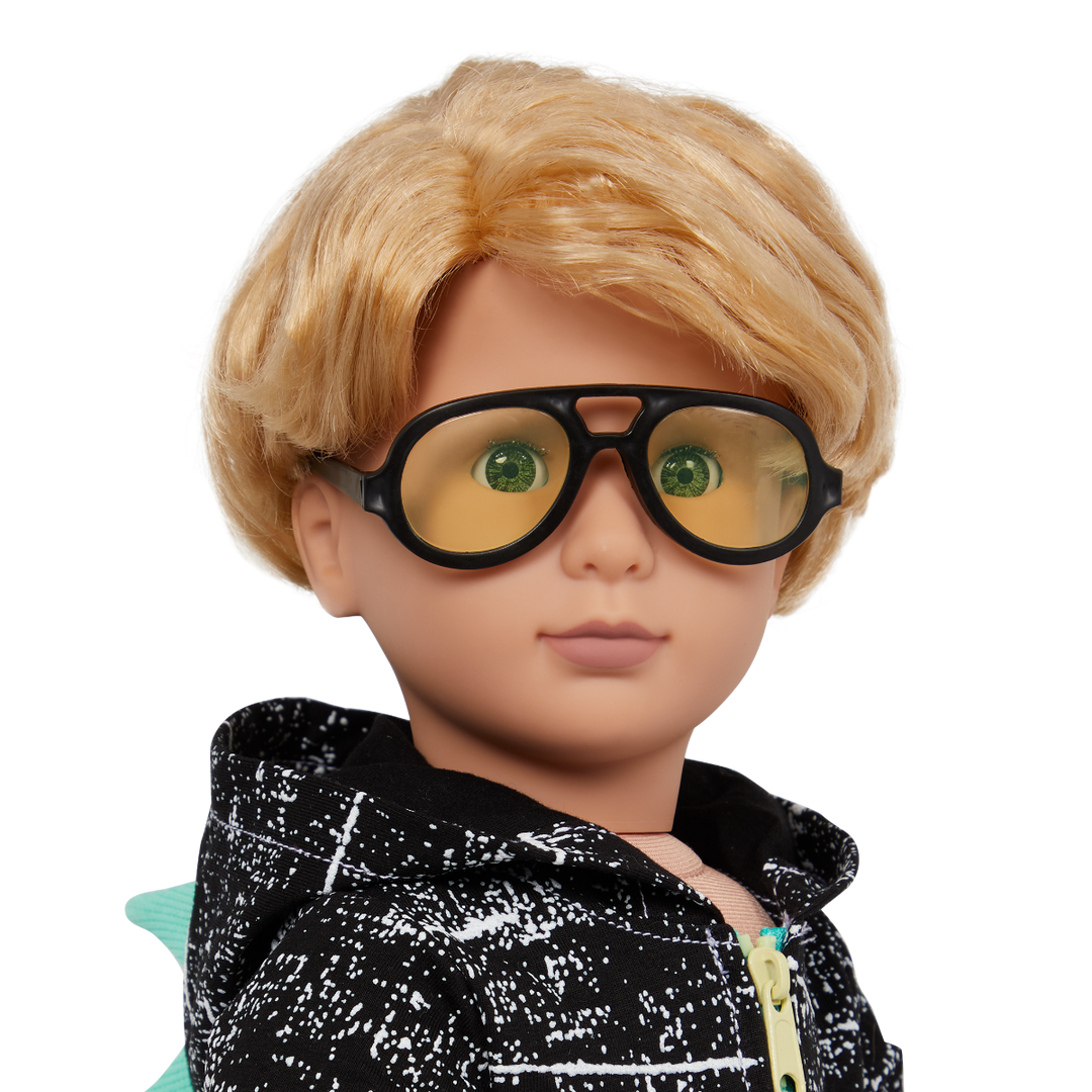 Boy doll with store glasses