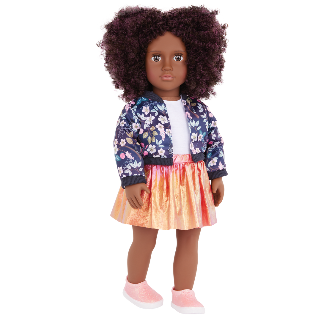 Bloomy Blossom - 46cm Clothes for Dolls - Flower Jacket, Orange Skirt & White Top - Our Generation UK