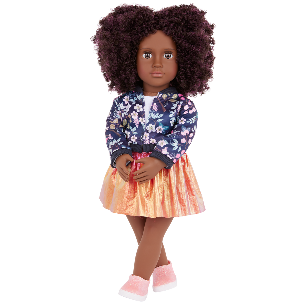 Bloomy Blossom - 46cm Clothes for Dolls - Flower Jacket, Orange Skirt & White Top - Our Generation UK