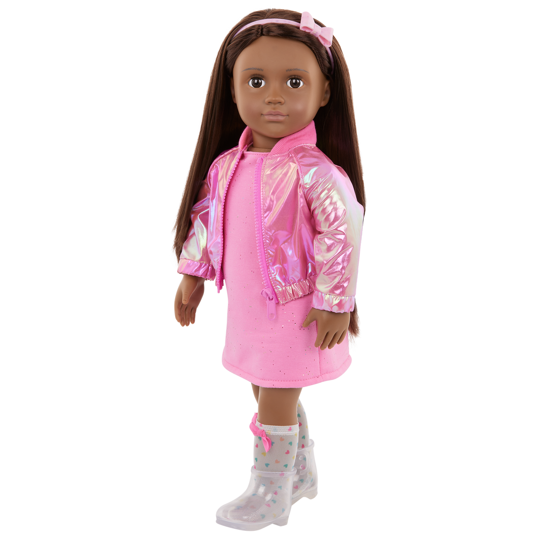 Splash of Pink - 46cm Dress Outfit - Pink Dress & Jacket with Boots - Clothes for Dolls - Our Generation