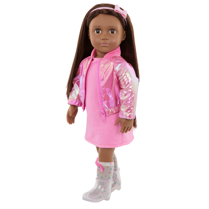 Splash of Pink - 46cm Dress Outfit - Pink Dress & Jacket with Boots - Clothes for Dolls - Our Generation