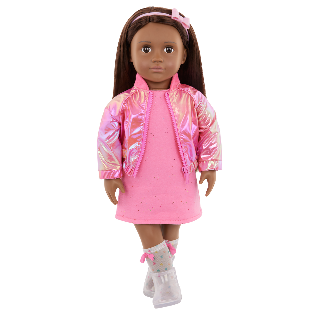 Splash of Pink - 46cm Dress Outfit - Pink Dress & Jacket with Boots - Clothes for Dolls - Our Generation