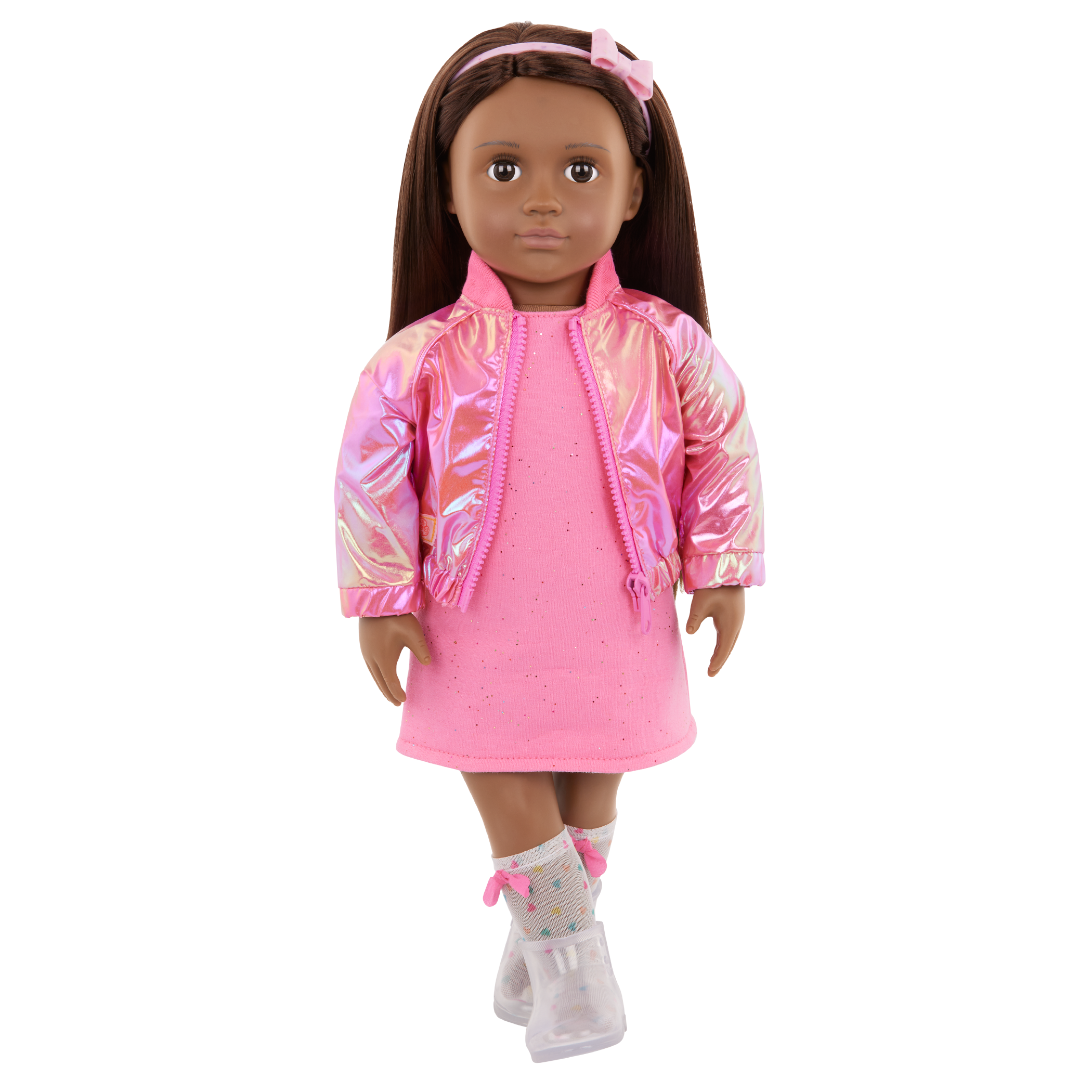 Splash of Pink  - Clothing for Dolls - Pink Doll Dress & Jacket - Our Generation