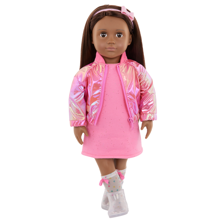 Splash of Pink - 46cm Dress Outfit - Pink Dress & Jacket with Boots - Clothes for Dolls - Our Generation