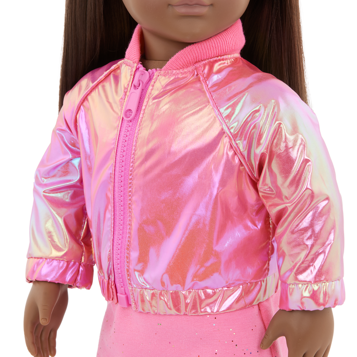 Splash of Pink - 46cm Dress Outfit - Pink Dress & Jacket with Boots - Clothes for Dolls - Our Generation