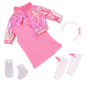 Splash of Pink  - Clothing for Dolls - Pink Doll Dress & Jacket - Our Generation