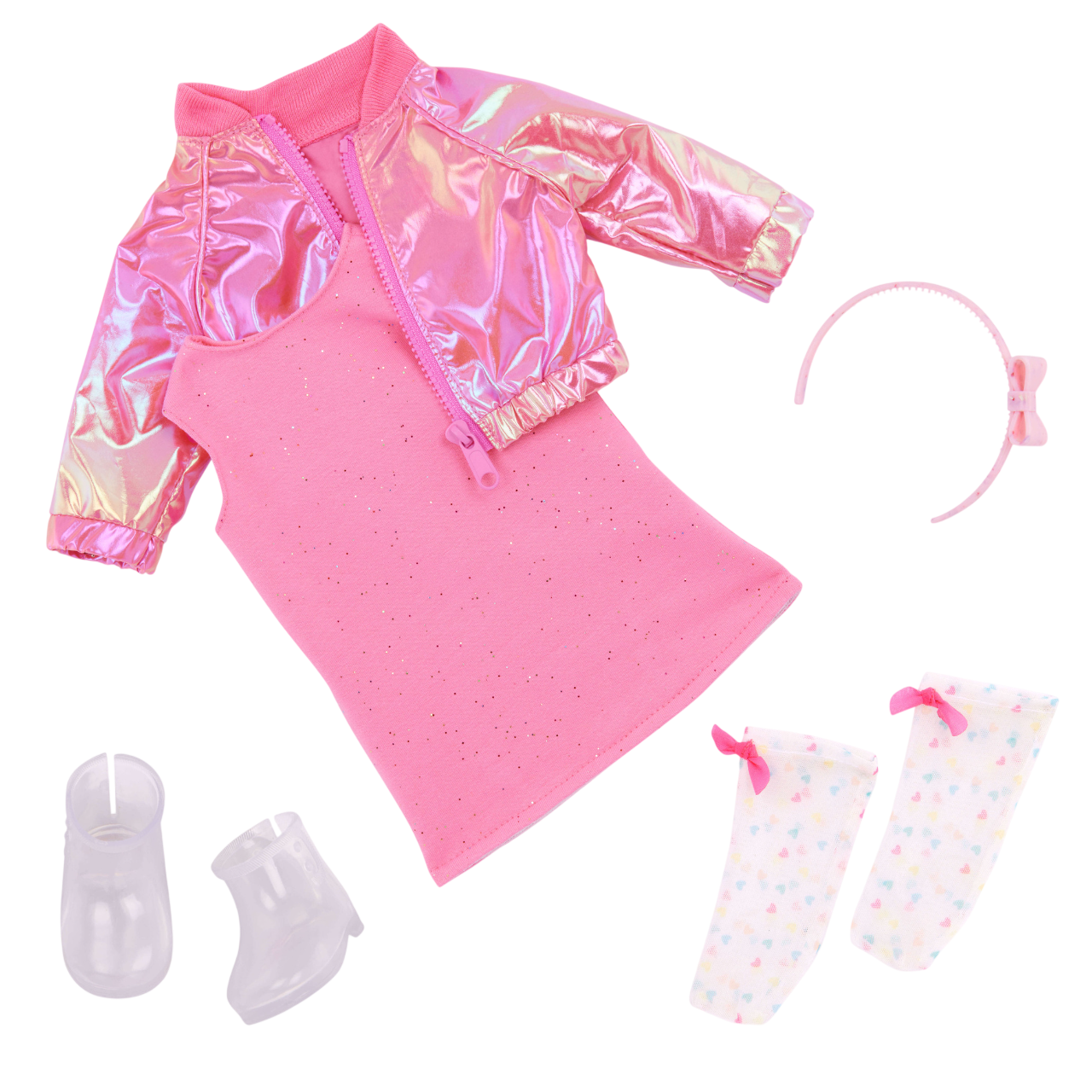 Splash of Pink  - Clothing for Dolls - Pink Doll Dress & Jacket - Our Generation