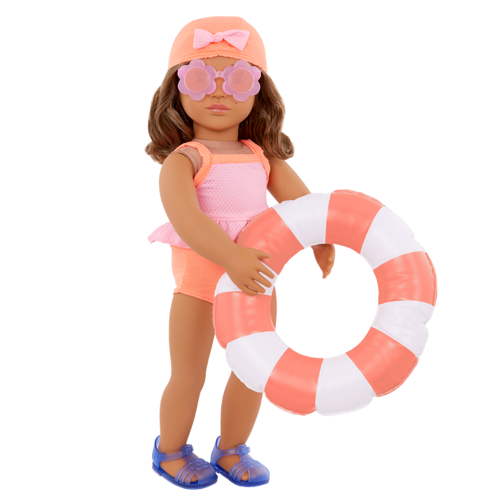 Floaty Fun - Swimming Costume & Accessories for Dolls - Swimming Costume, Rubber Ring - Summer Clothes for Dolls - Doll Beachwear - Our Generation