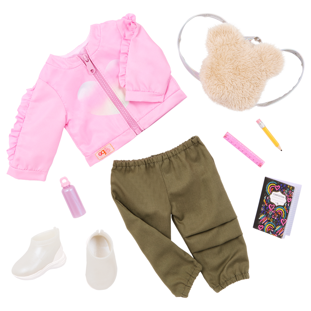 School Shimmer- School Themed Outfit for 46cm Dolls - Top & Bottom with Accessories - Clothes for Dolls - Our Generation UK