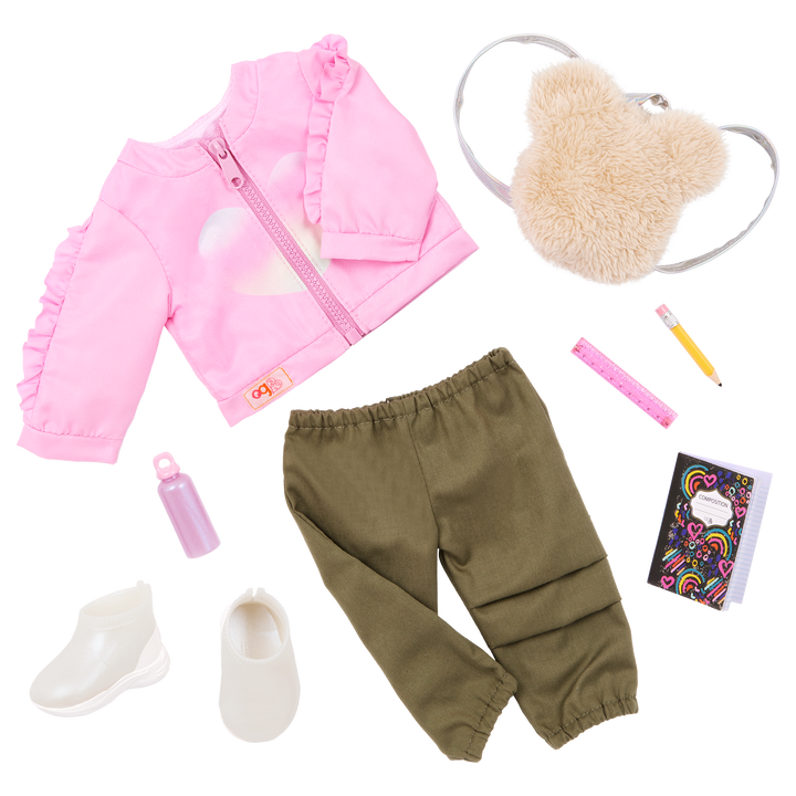 School Shimmer- School Themed Outfit for 46cm Dolls - Top & Bottom with Accessories - Clothes for Dolls - Our Generation UK