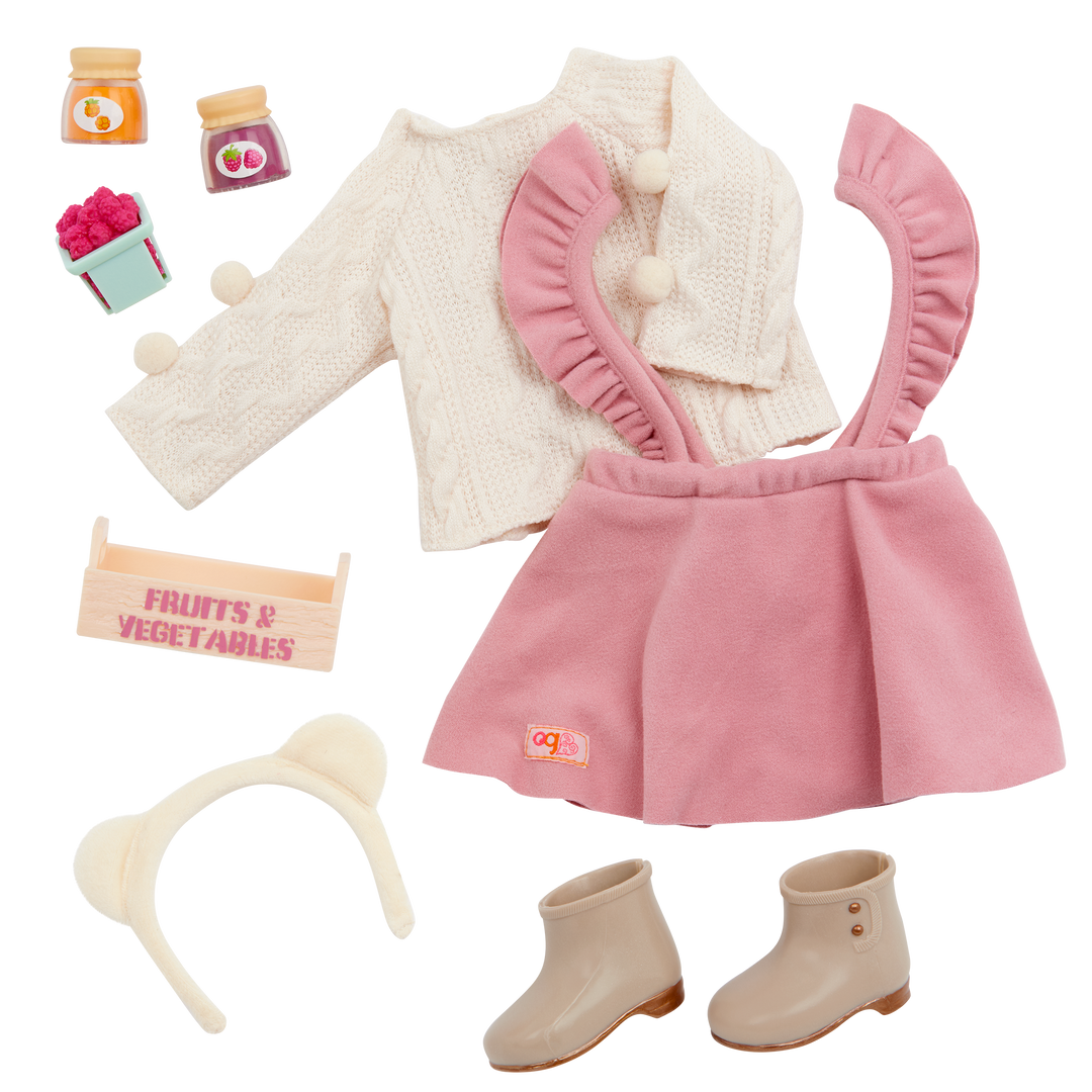 Sweet as Jam - 46cm Outfit for Dolls - Pink Dress & Top with Food Accessories - Clothes for OG Dolls  Our Generation