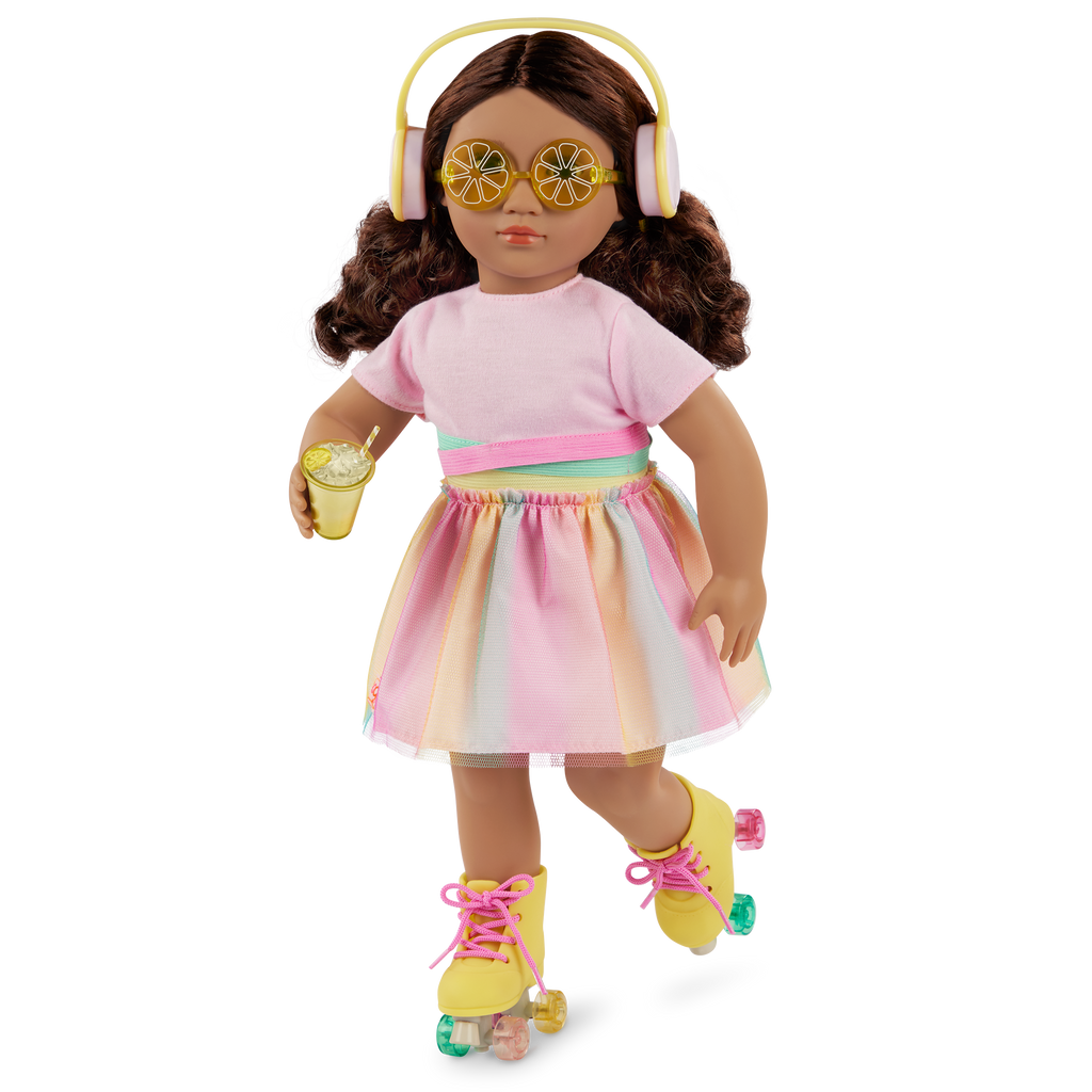 Rollerblades & Lemonade - Colourful Outdoor Outfits with Rollerblades - Skirt & Top - Doll Clothes - Our Generation