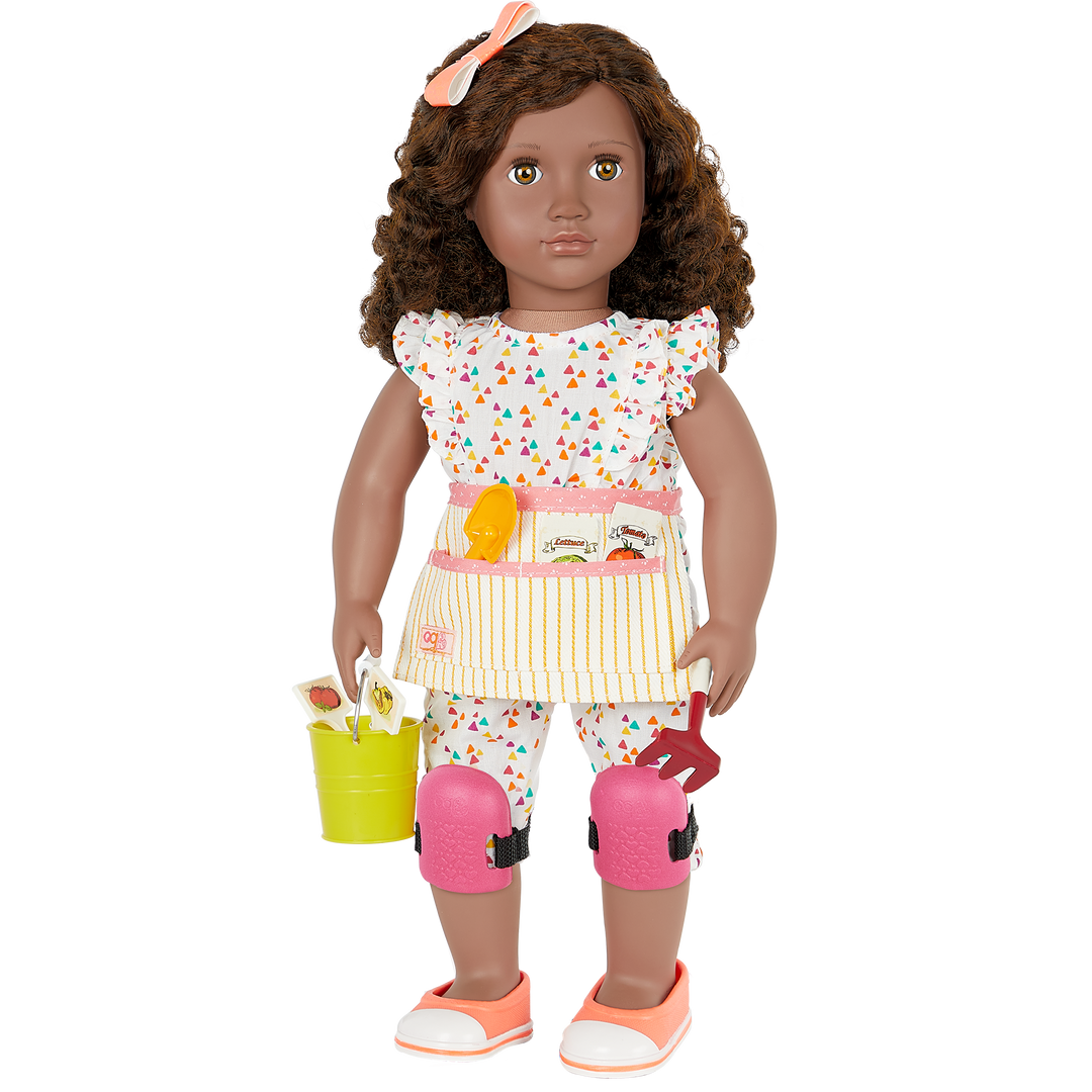 Nahla - 46cm Gardening Doll - OG Doll with Brown Hair & Brown Eyes - Doll with Story Book - Summer Toys - Toys & Gifts for Kids - Our Generation UK