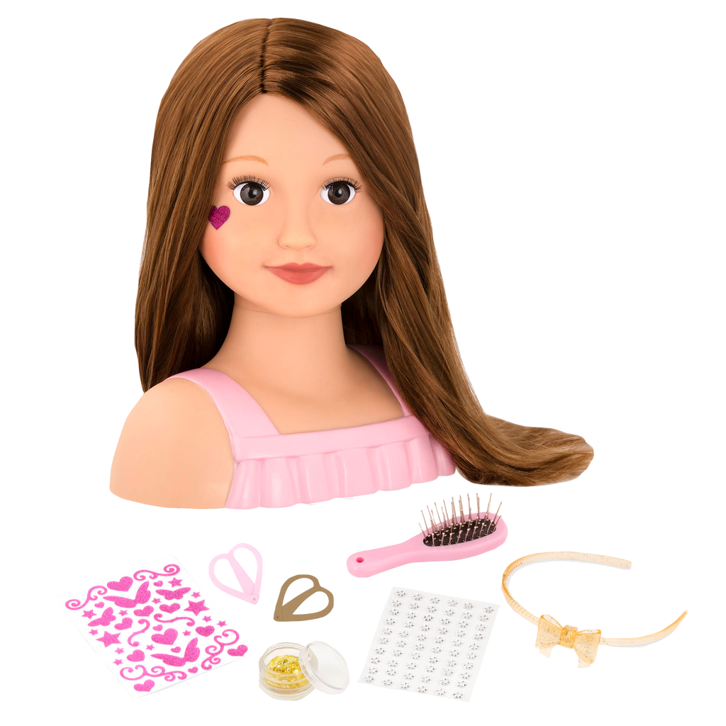 Talia - Doll Styling Head with Brown Hair - Hairstyling Accessoriess - Gift Ideas for Kids - Our Generation UK